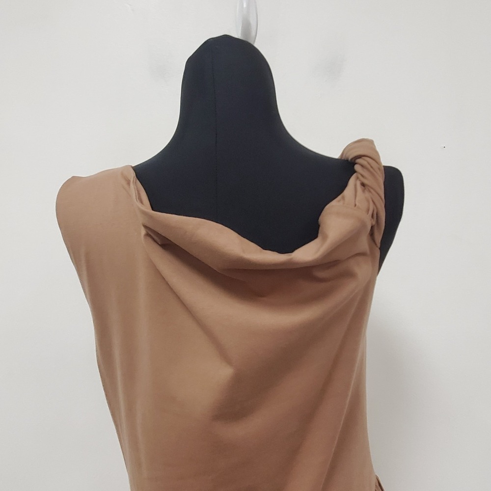 En Saison Maxi Dress Size L Brown Cowl Modest Retro Old Money Classic Ladylike - Picture 5 of 13
